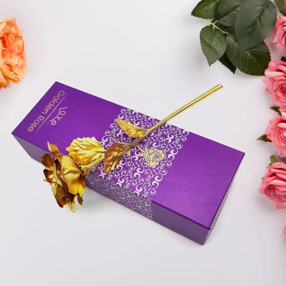 Luxury Decorative Gold Plated Artificial Golden Rose with Premium Box
