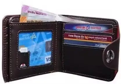 Men Wallet – Faux Leather Printed Wallet with 2 Compartments, Free Size.