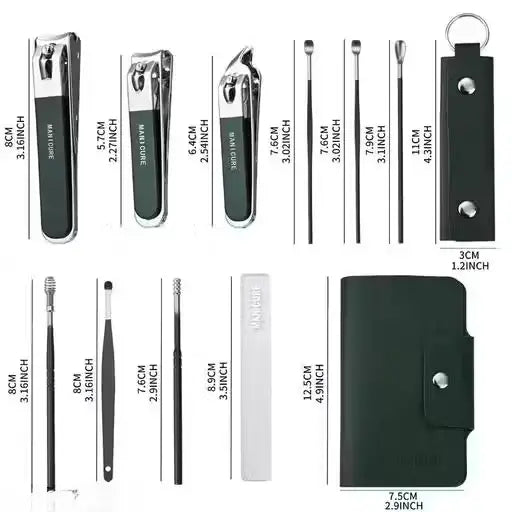 10-in-1 Stainless Steel Nail Clipper & Ear Cleaner Set