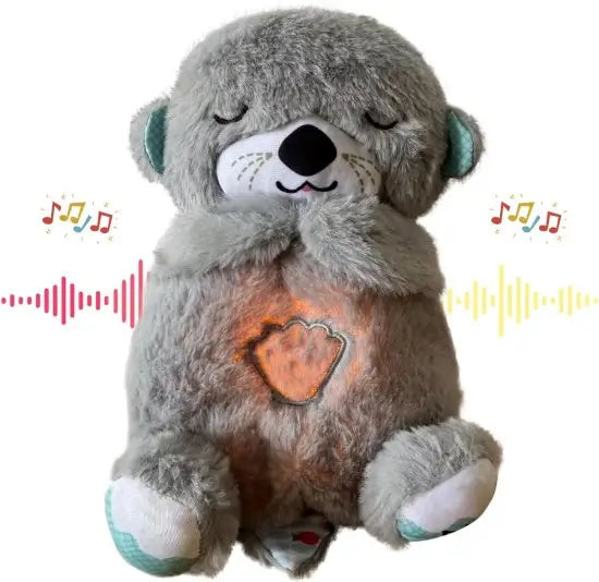 Portable Breathing Teddy Bear Soft Toy Plush Sound Machine, Baby Gift with Music, Lights & Breathing Motion Infant Toys for Newborns, Soft Breathing Stitch Teddy