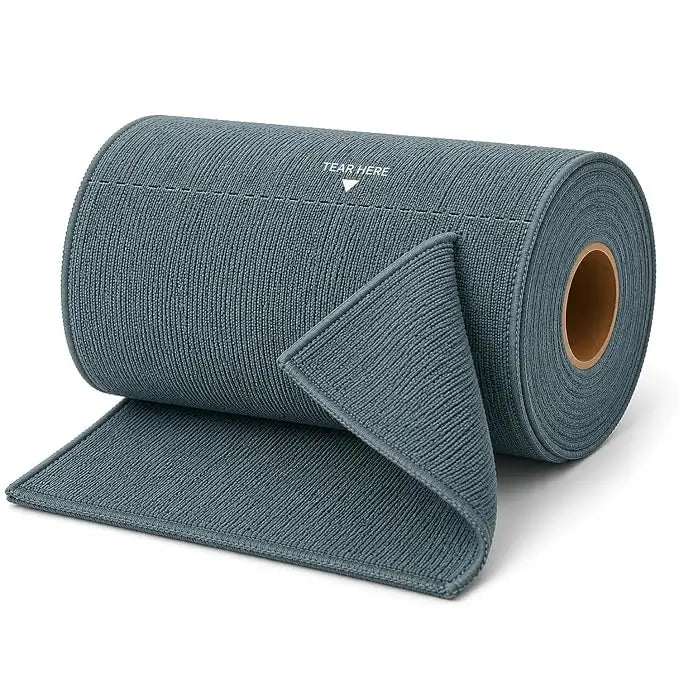 Microfiber Cleaning Cloth Roll – 20 Reusable Tear-Away Towels | Washable Multipurpose Cleaning Wipes for Kitchen, Car, Home & Office | 25 x 25 cm