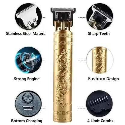 Vintage T9 Metal Body Trimmer – Rechargeable Beard & Hair Clipper